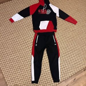 NBA Red and Black Colorblock Hoodie and Jogger 2-piece Set